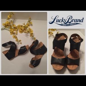 Lucky Brand Moran Black Wedge Sandals